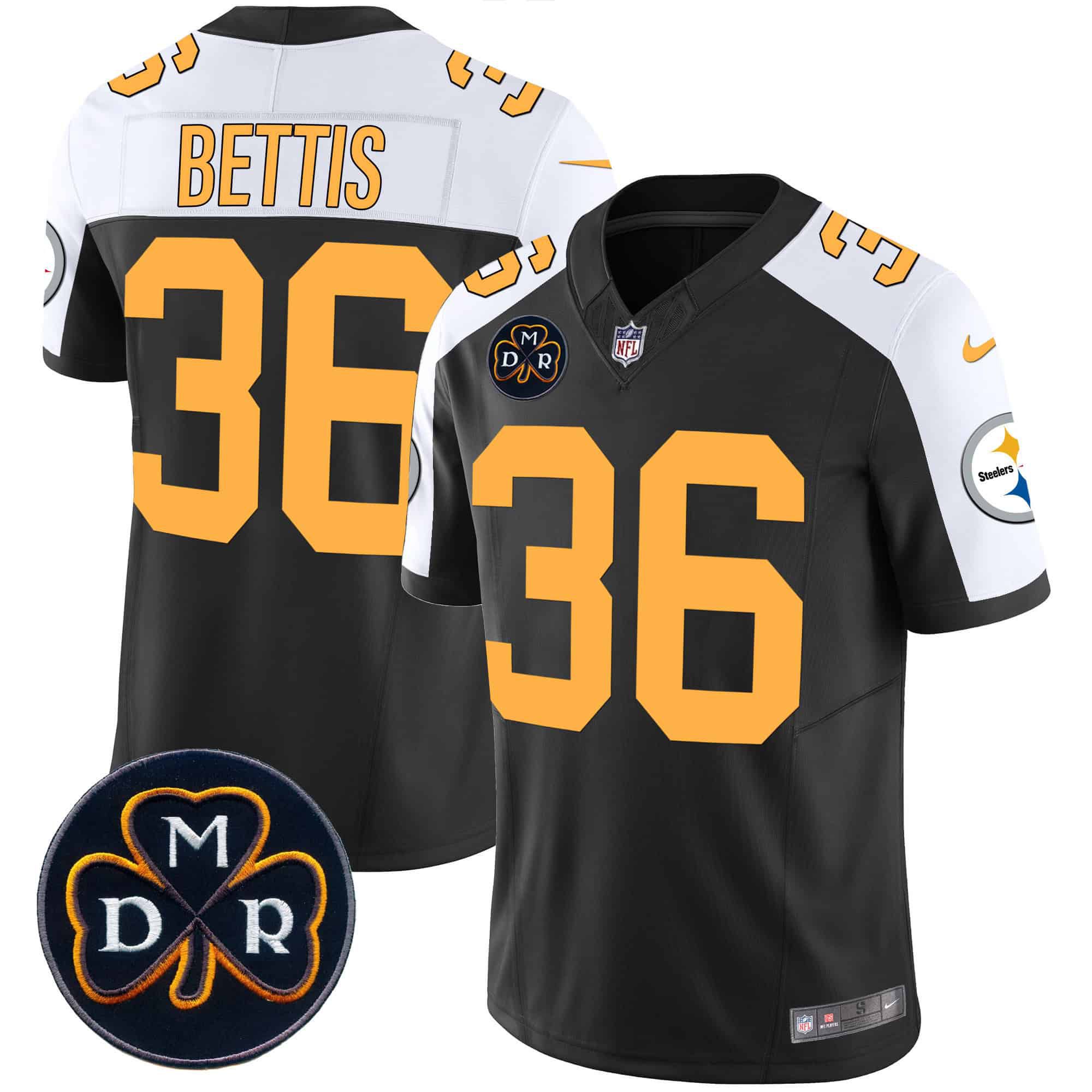 Men Pittsburgh Steelers #36 Bettis Black 2024 Nike DMR Patch Vapor Limited NFL Jersey
